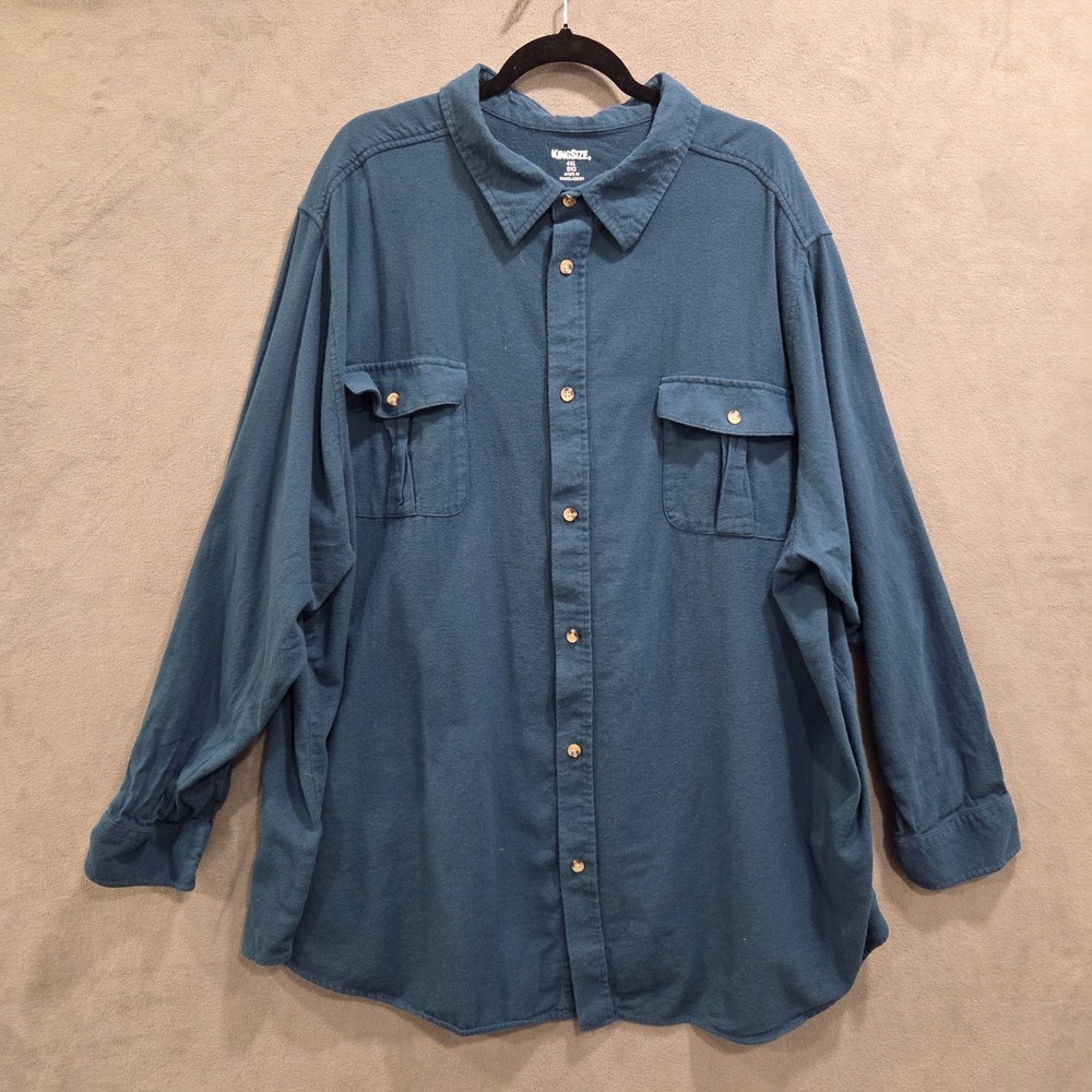 King Size Flannel Button Up Shirt Mens Size 4XL Casual Classic Office Big & Tall